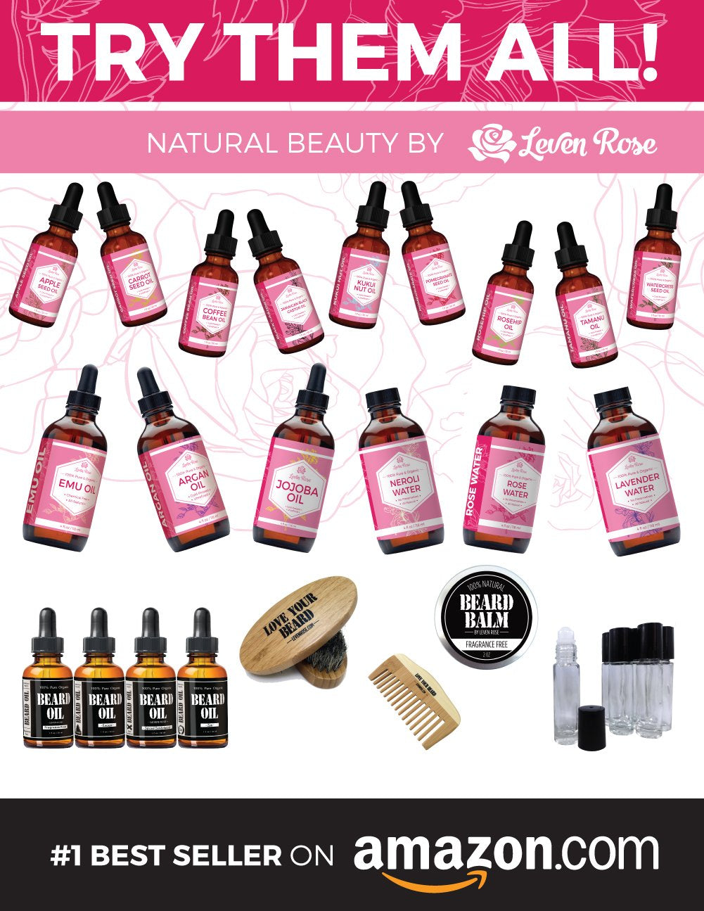 Pure Rosehip Seed Oil for Face & Body – Unrefined, Cold‑Pressed Rosehip Oil, Nighttime Moisturizer for Hair, Skin & Nails, 4 oz