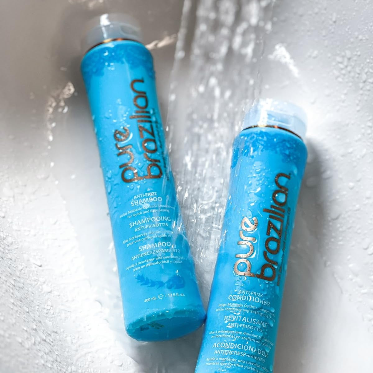 Pure Brazilian Anti‑Frizz Daily Shampoo & Conditioner Duo – Keratin, Argan Oil & Acai for Smooth, Shiny, Color‑Safe Hair (13.5 oz Each)
