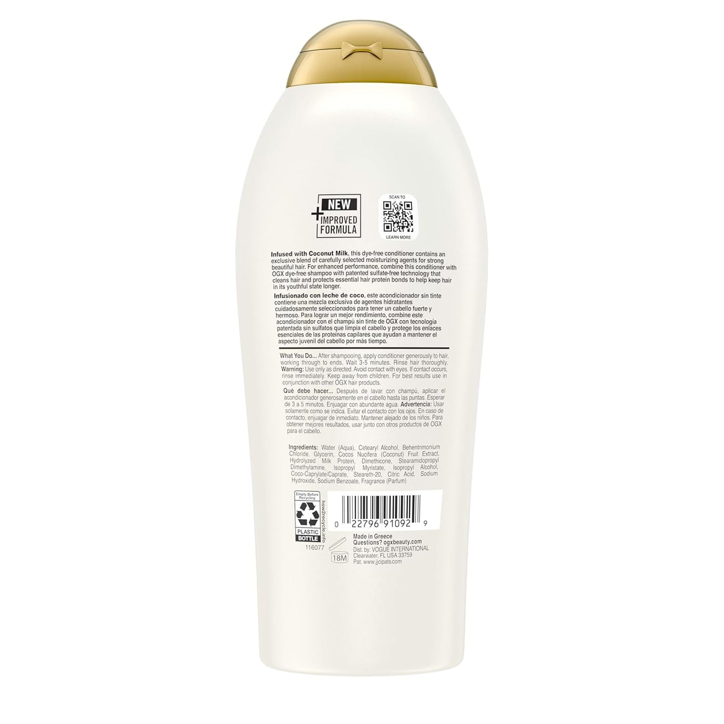 OGX Nourishing + Coconut Milk Conditioner – Hydrating, Strengthening Formula for Soft, Smooth, Frizz‑Free Hair (25.4 oz)