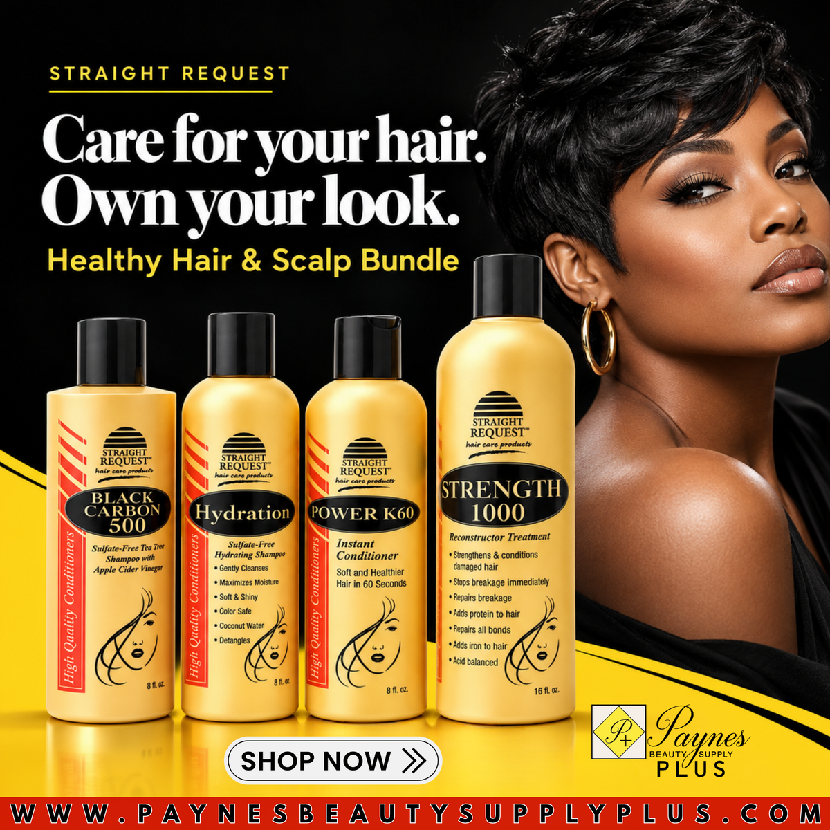 Straight Request Healthy Hair & Scalp Bundle – 4-Piece Shampoo, Treatment & Conditioner Set