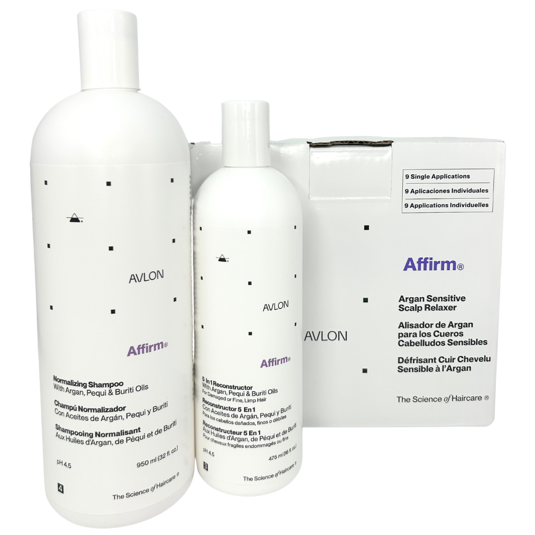 9Pack Affirm Haircare Bundle 2 Avlon strengthening and repair system with reconstructor shampoo and conditioner for damaged relaxed hair