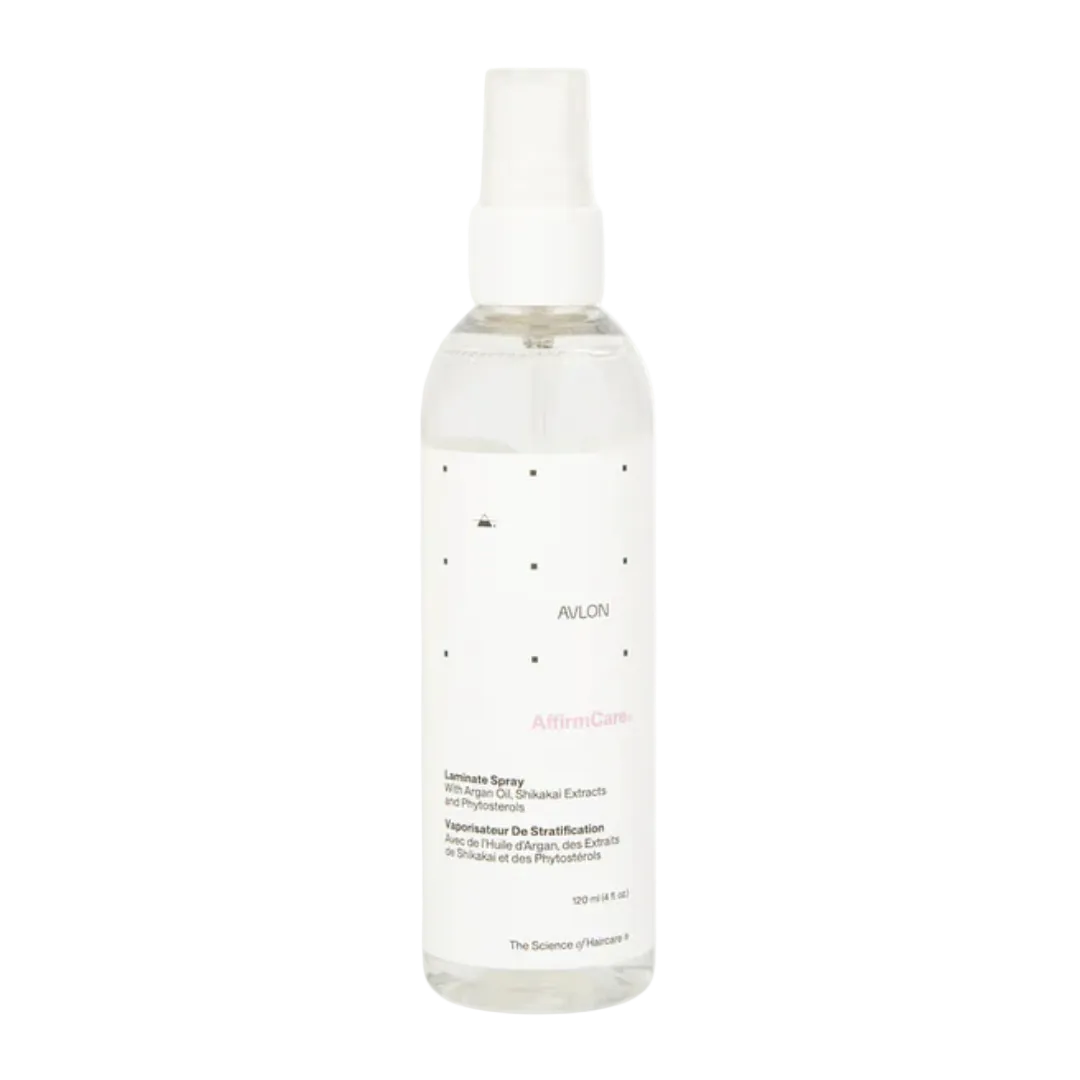 Avlon AffirmCare StyleRight Laminate Spray heat protectant shine spray for smooth silky hair with argan oil