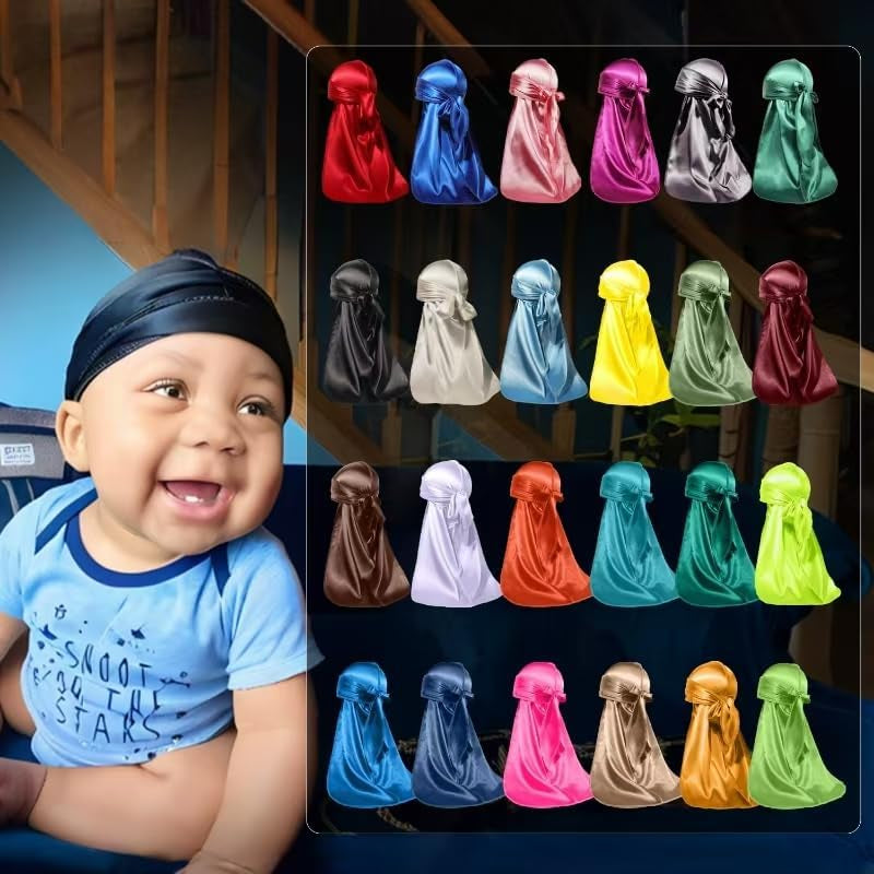 Cute Baby Silky & Velvet Durag – Compressive Wave Cap for Kids, Soft, Stylish & Protective Headwrap