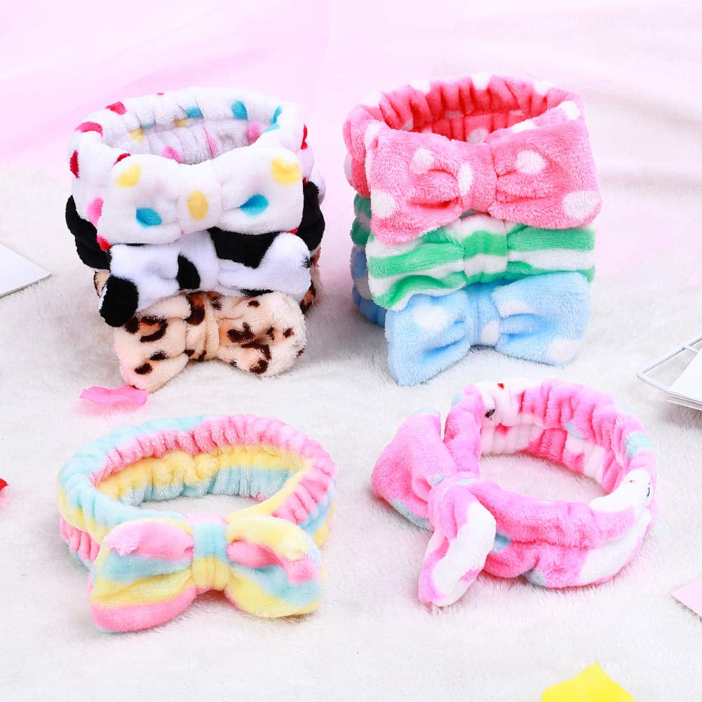 8‑Pack Bow Spa Headbands for Teen Girls – Soft Skincare Face‑Washing Headbands, Birthday Gifts & Spa Party Favors, Cute Bulk Gifts for Teens