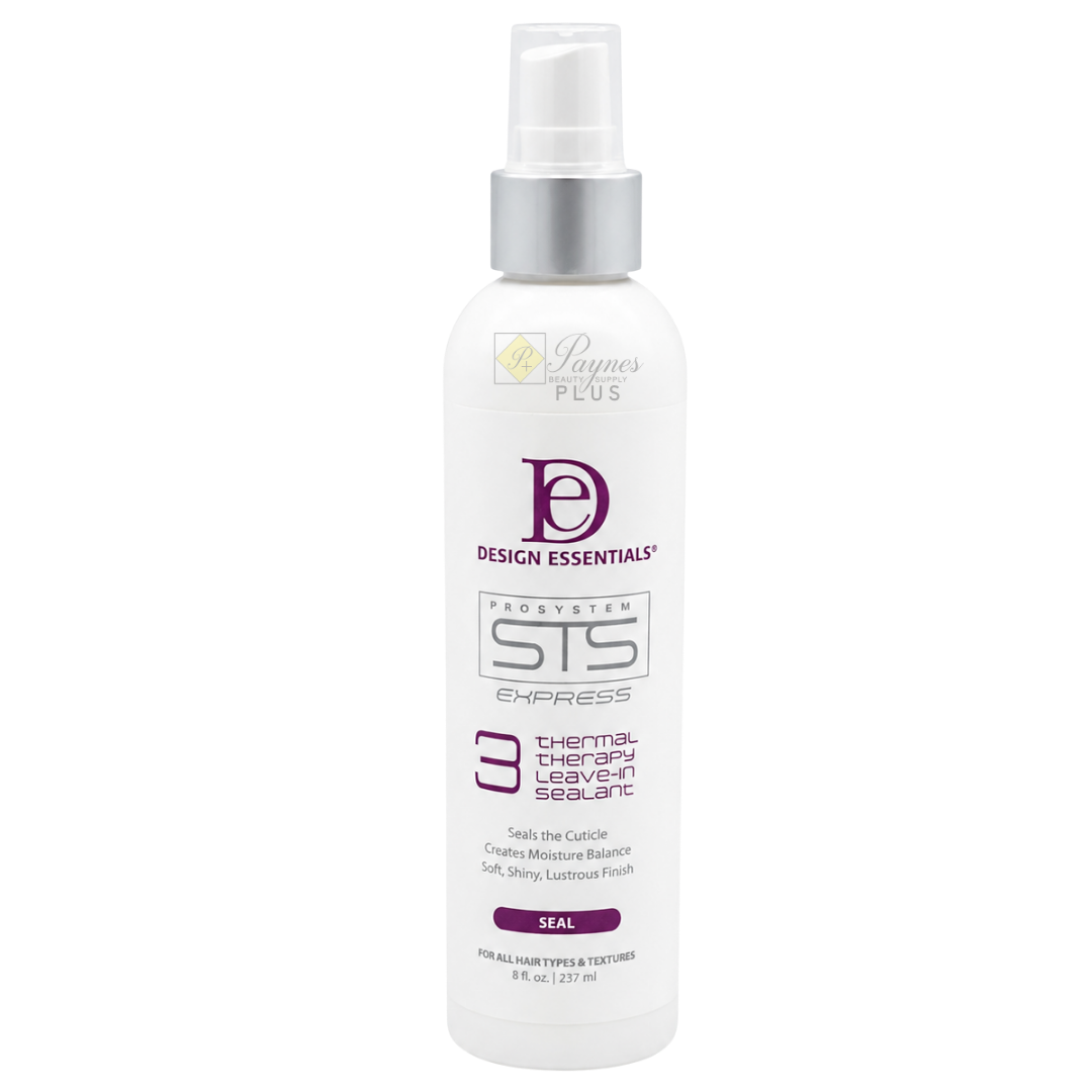 Design Essentials STS Express Thermal Therapy Leave‑In Sealant, Step 3 heat‑protective smoothing treatment.