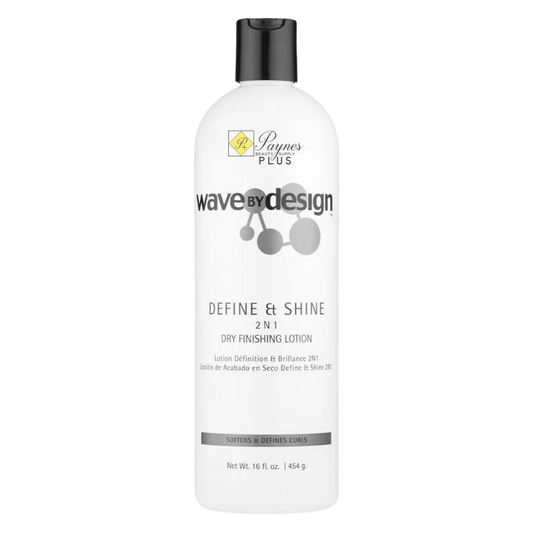 16oz Design Essentials Wave By Design Define & Shine 2N1 Dry Finishing Lotion for curl refreshing, moisture, shine, detangling and frizz control