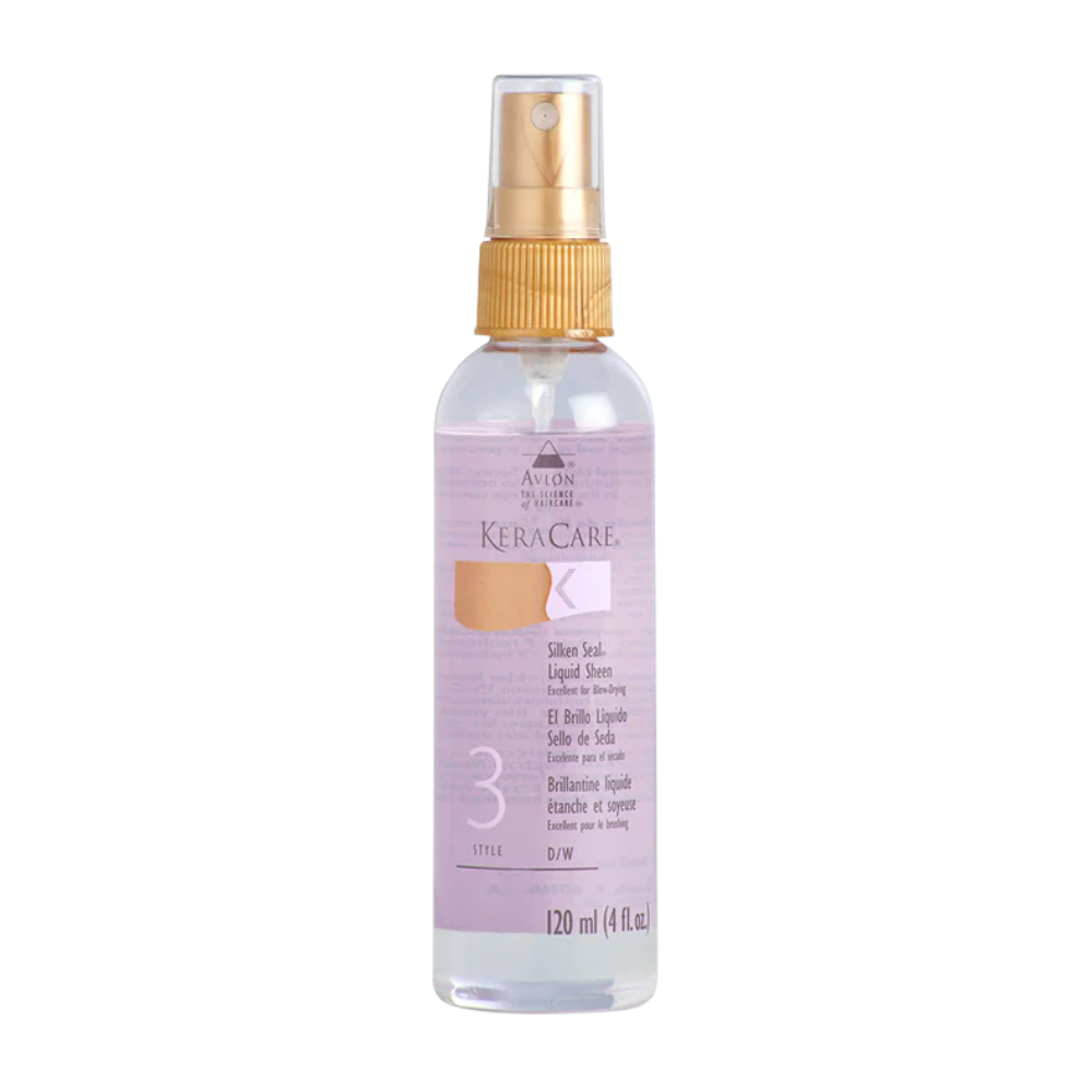 KeraCare Silken Seal Liquid Sheen 4oz heat protectant spray for shiny smooth frizz free hair