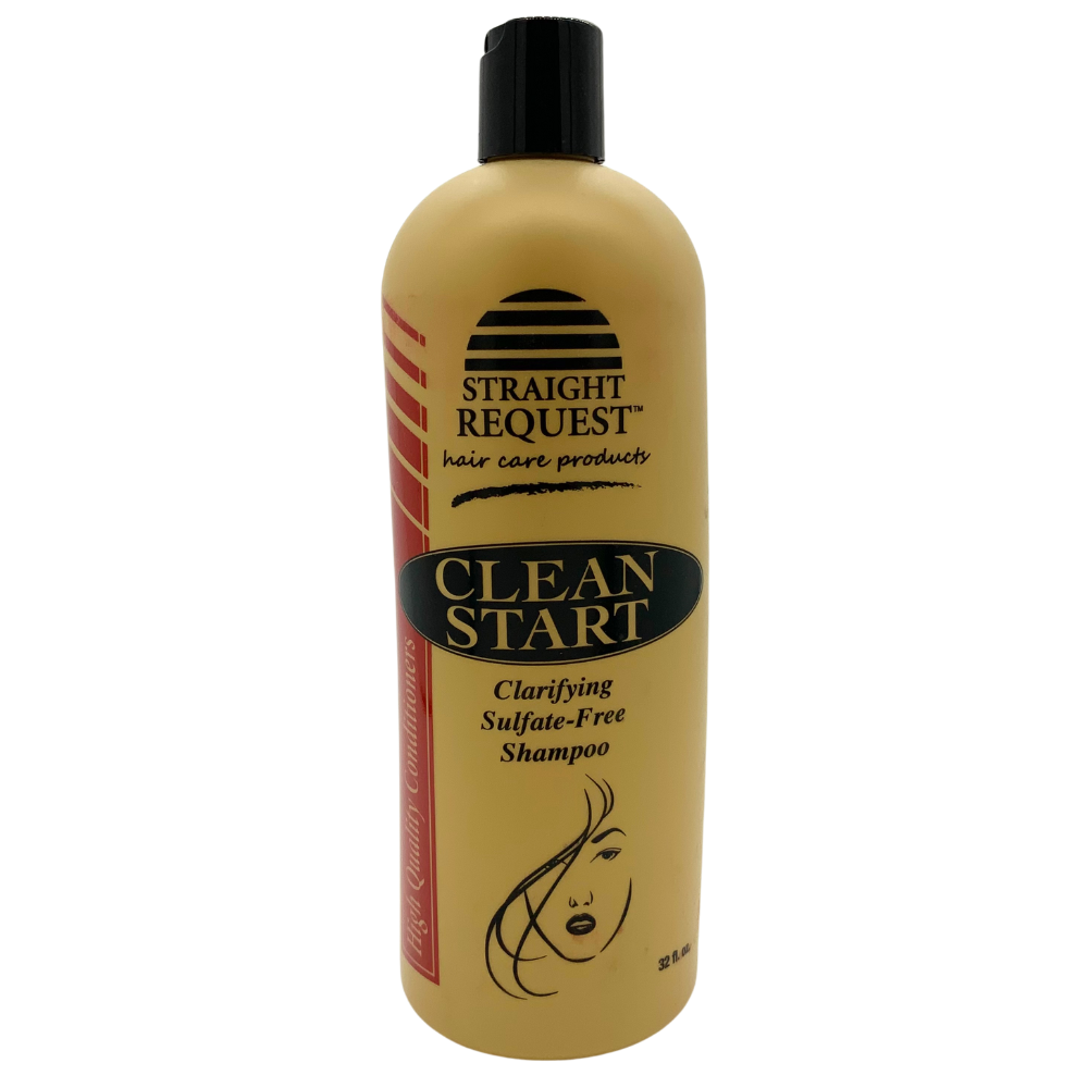 Straight Request Clean Start Sulfate‑Free Clarifying Shampoo for deep detox and removing product buildup.