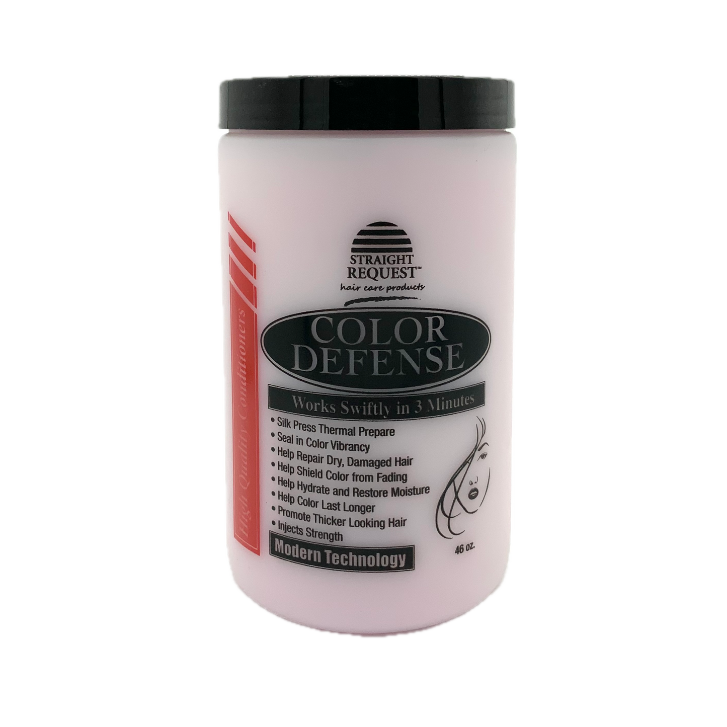 Straight Request Color Defense treatment for color vibrancy and fade prevention.