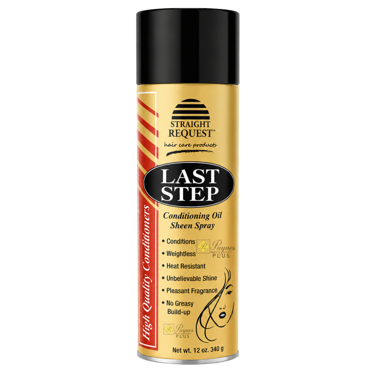 Straight Request Last Step Oil Sheen Spray BB for lightweight shine and moisture.