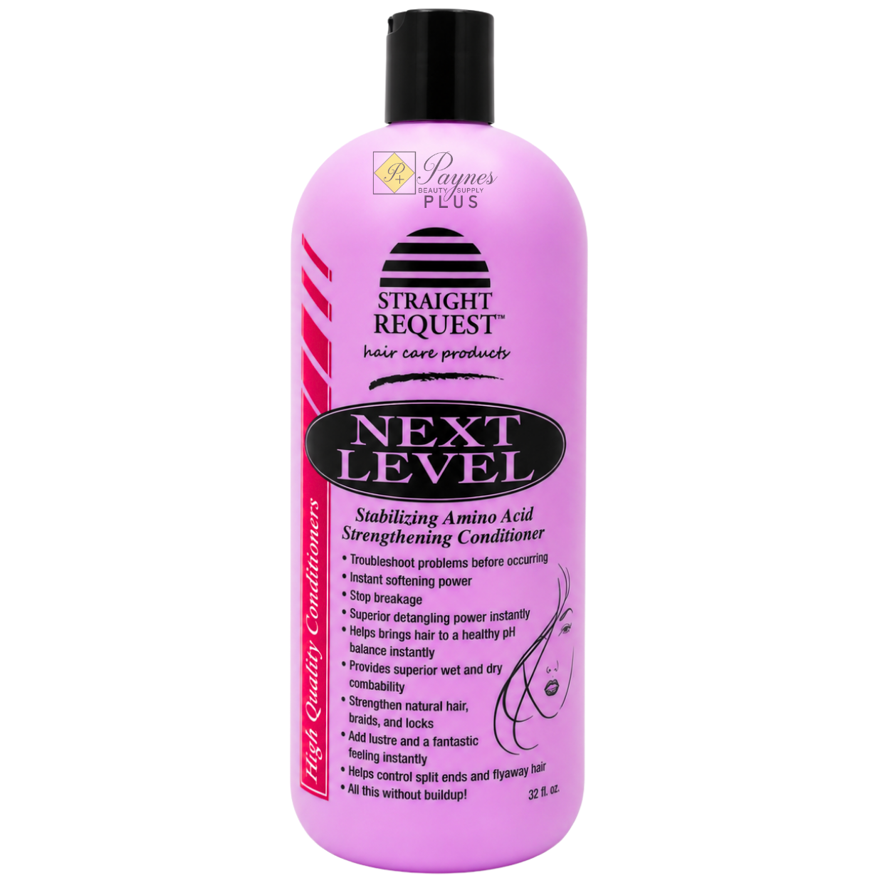 Straight Request Next Level Strengthen Conditioner for advanced breakage reduction and strengthening.