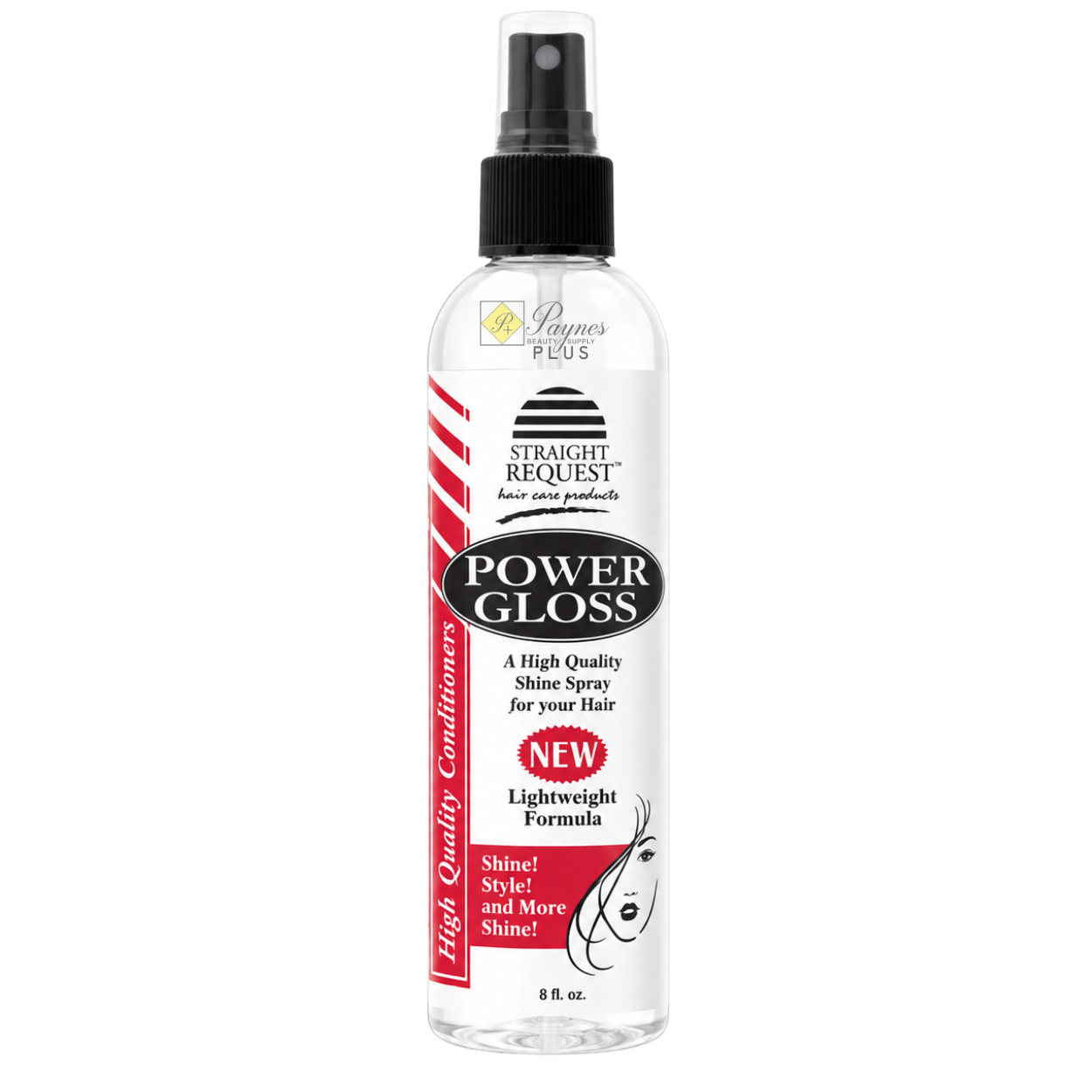 Straight Request Power Gloss finishing polish for high shine and smooth, glossy styles.