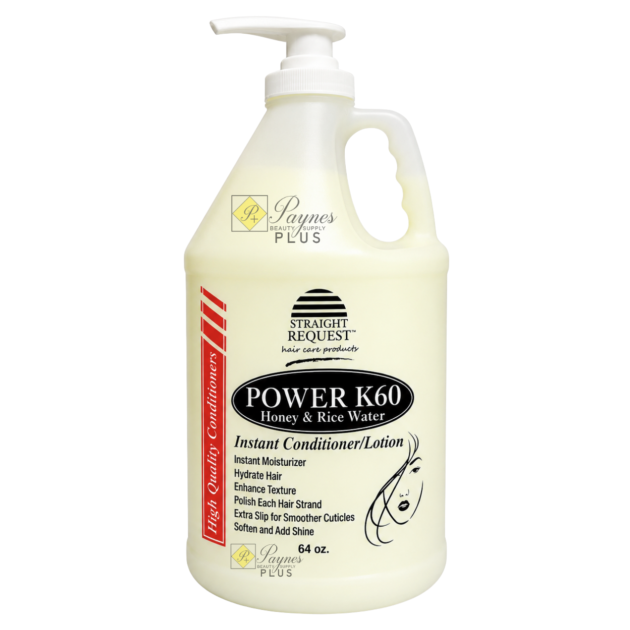 Straight Request Power K60 Gold conditioner with honey and rice water for growth and repair.