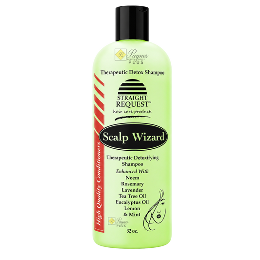 Straight Request Scalp Wizard Shampoo for deep cleansing and soothing the scalp.