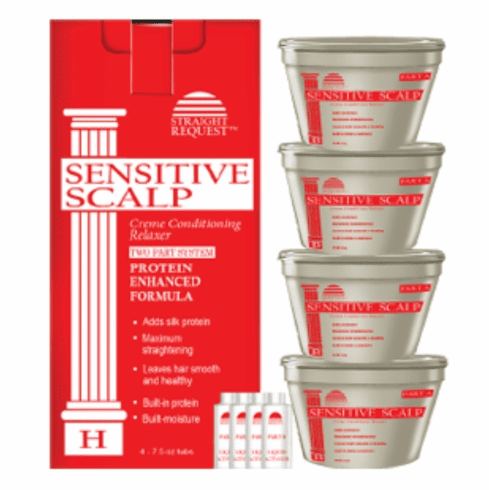 Straight Request Sensitive Scalp Protein Enhanced Relaxer Kit for gentle, strengthening relaxer results.