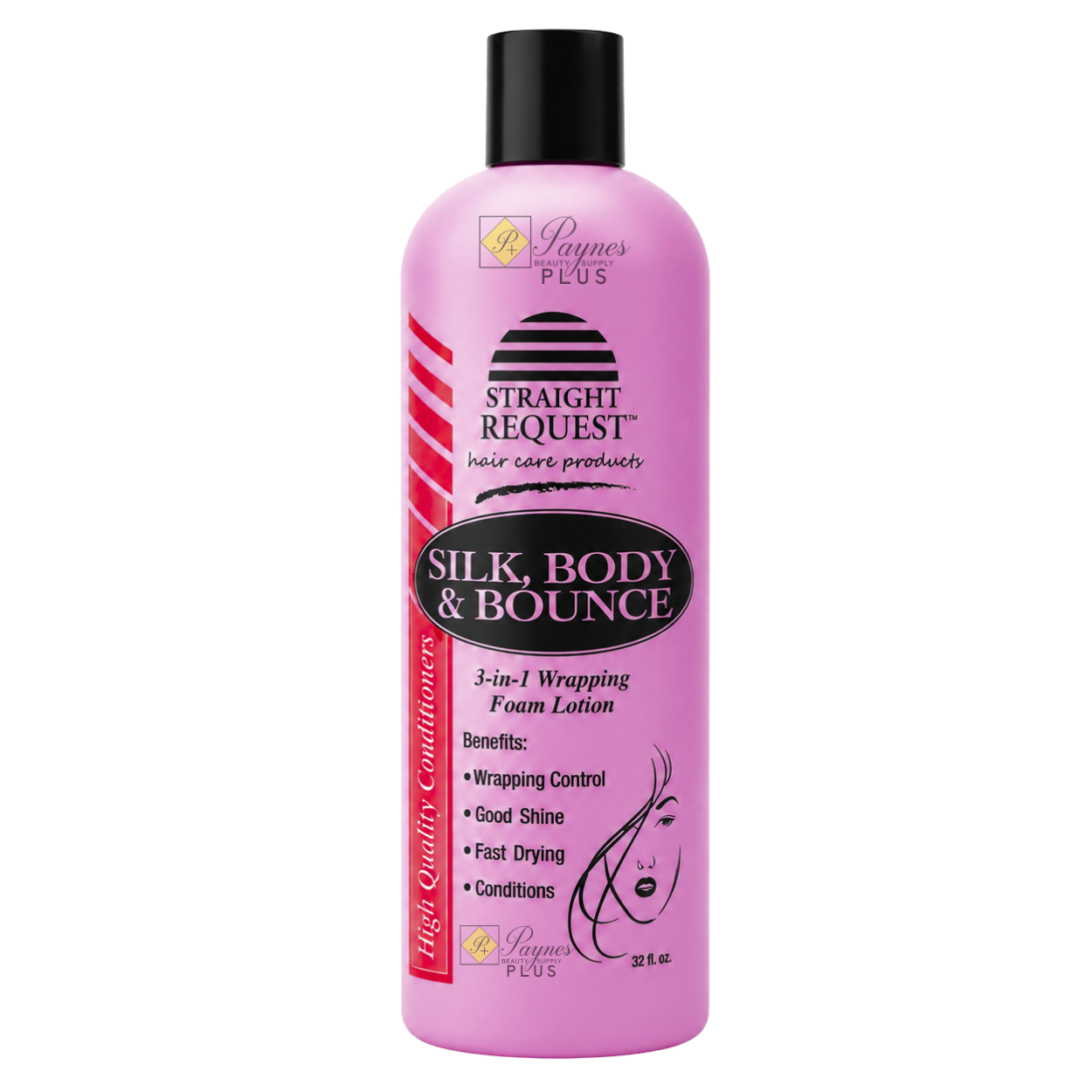 Straight Request Silk Body & Bounce lightweight styling lotion for soft, silky movement and body.