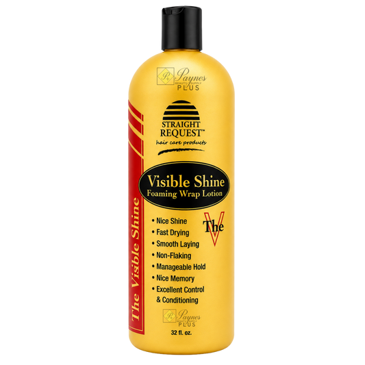 Straight Request Visible Shine lightweight foaming wrap lotion shine enhancer for glossy, healthy‑looking hair.