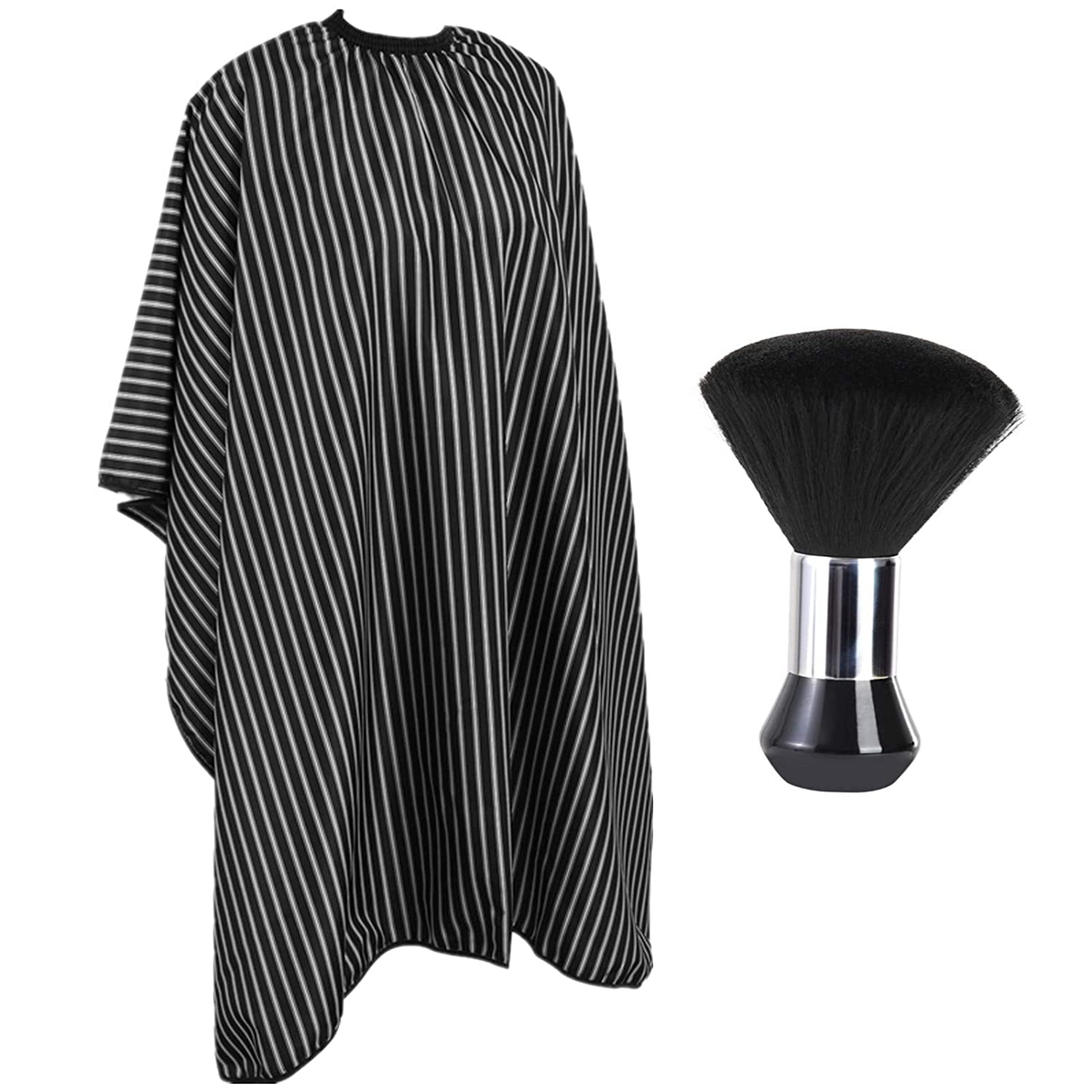 Professional Barber Cape & Neck Duster Brush Set – Waterproof Anti‑Static Hair Cutting Cape with Adjustable Elastic Neckline & Soft Nylon Bristle Brush