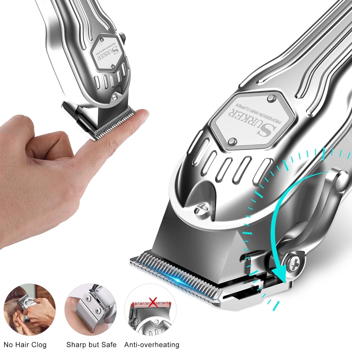 Professional Men’s Hair Clippers – Corded/Cordless Rechargeable Hair Trimmer Kit with LED Display