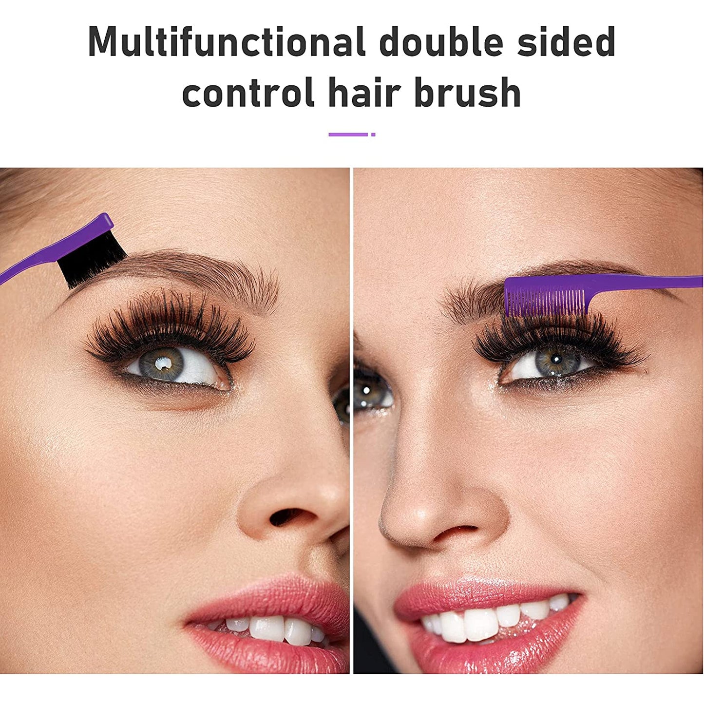 12‑Piece Nylon Hair Brush & Styling Set – 3‑Row Teasing Brushes, Double‑Sided Edge Brush, Rat Tail Combs & Duckbill Clips for Women & Girls (Purple)