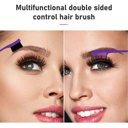 12‑Piece Nylon Hair Brush & Styling Set – 3‑Row Teasing Brushes, Double‑Sided Edge Brush, Rat Tail Combs & Duckbill Clips for Women & Girls (Purple)
