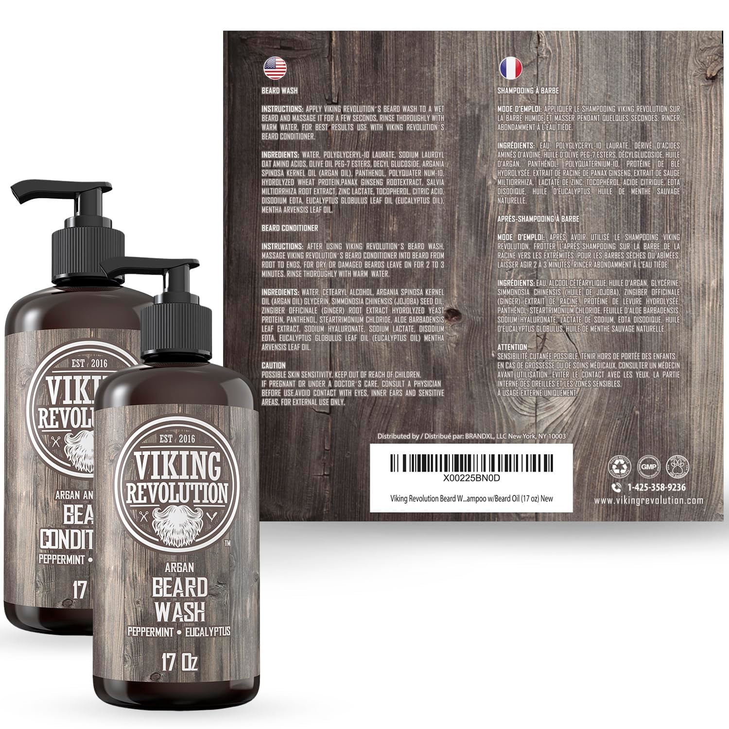 Viking Revolution Beard Shampoo & Conditioner Kit – Hydrating Beard Wash Set with Natural Beard Oil for Growth, Softness & Dandruff Relief