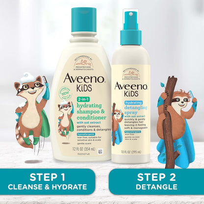 Aveeno Kids 2-in-1 Hydrating Shampoo & Conditioner with Oat Extract – 12 fl oz