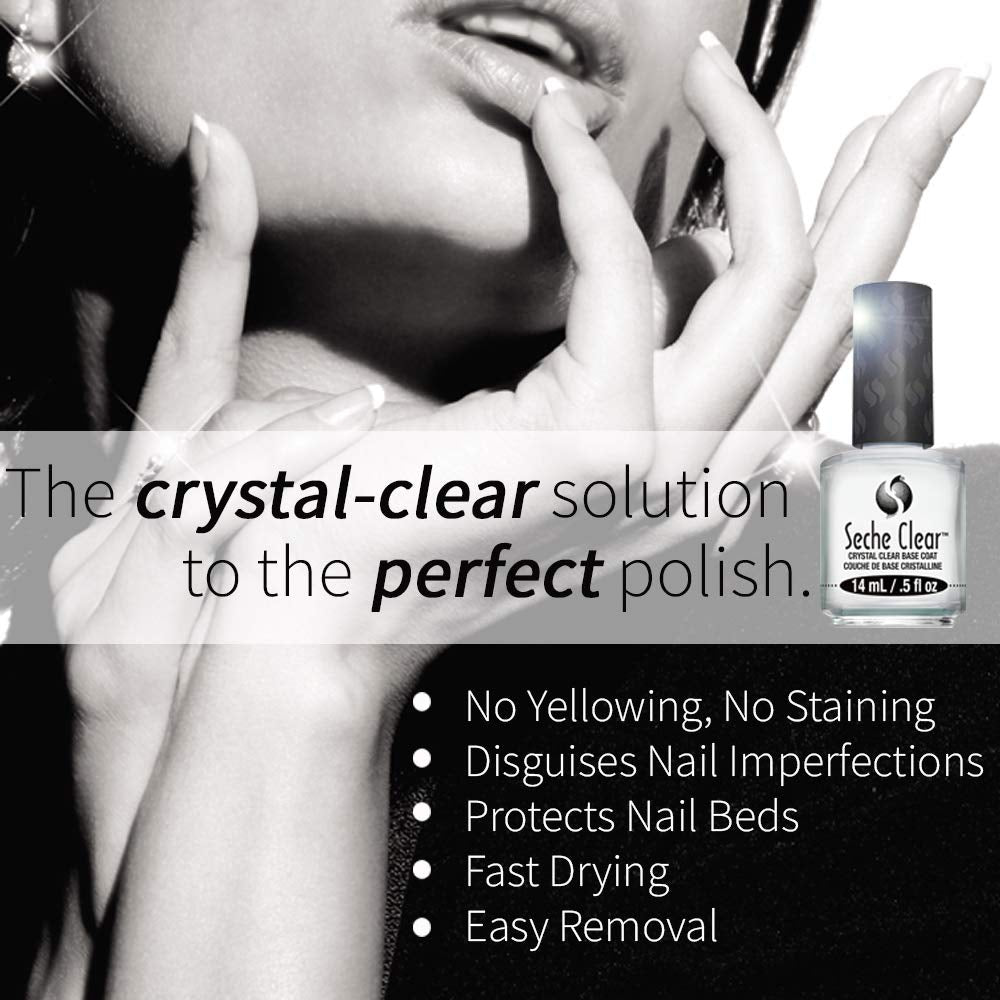 Seche Clear Base Coat – Fast‑Drying, Non‑Yellowing Vegan Nail Protector (0.5 oz)