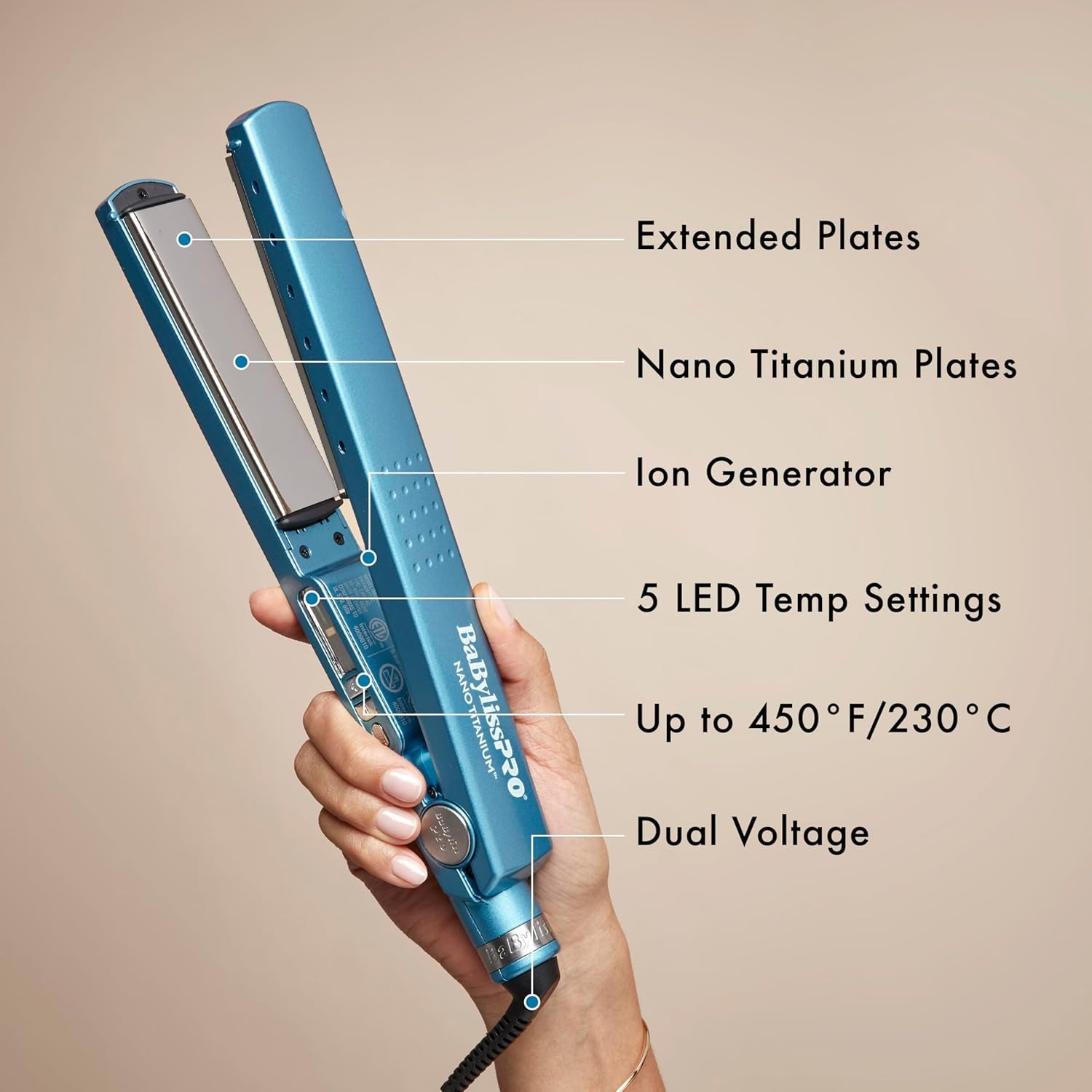BaBylissPRO 1 1/4" Ionic Flat Iron – Professional Salon‑Grade Straightener for Smooth, Shiny, Frizz‑Free Hair