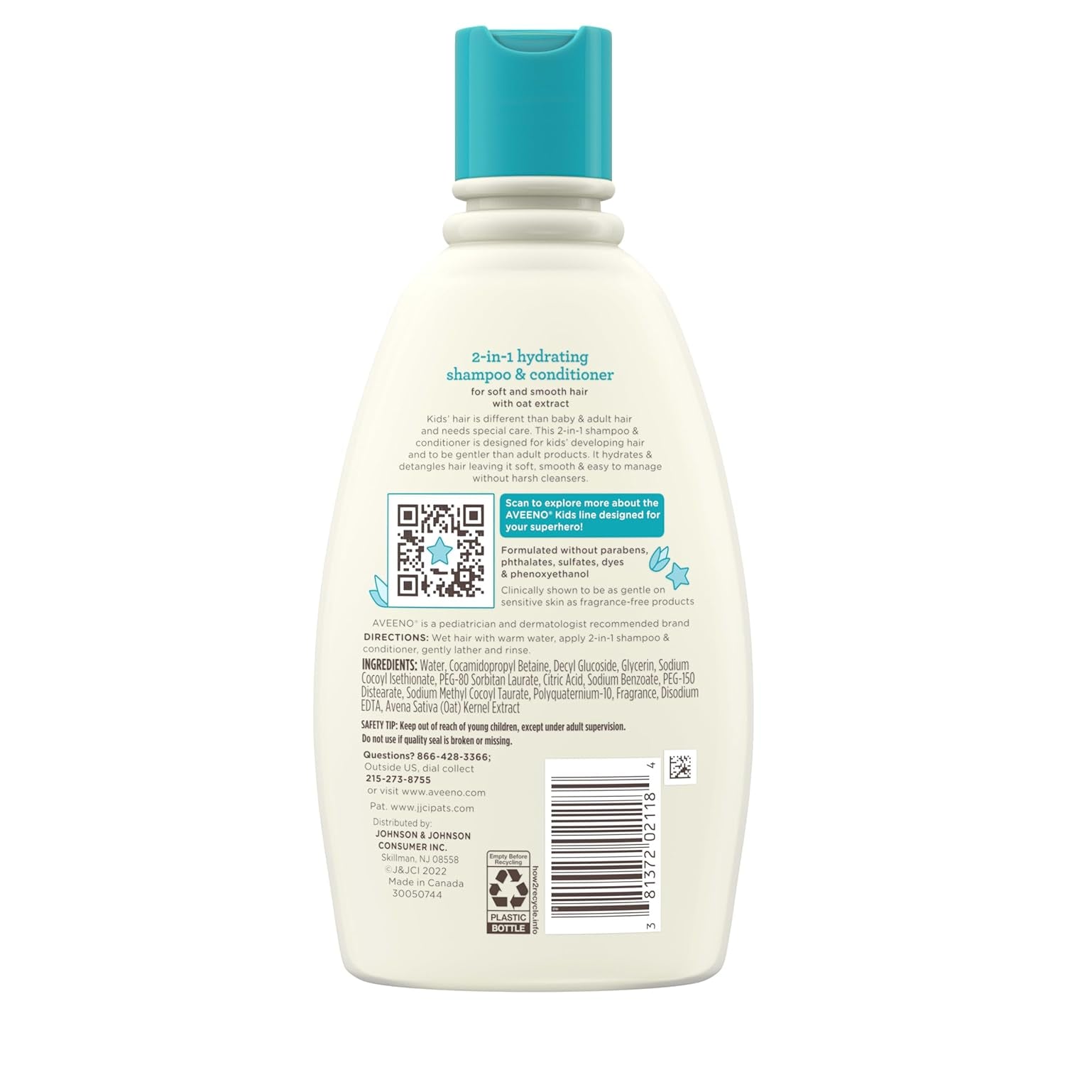 Aveeno Kids 2-in-1 Hydrating Shampoo & Conditioner with Oat Extract – 12 fl oz