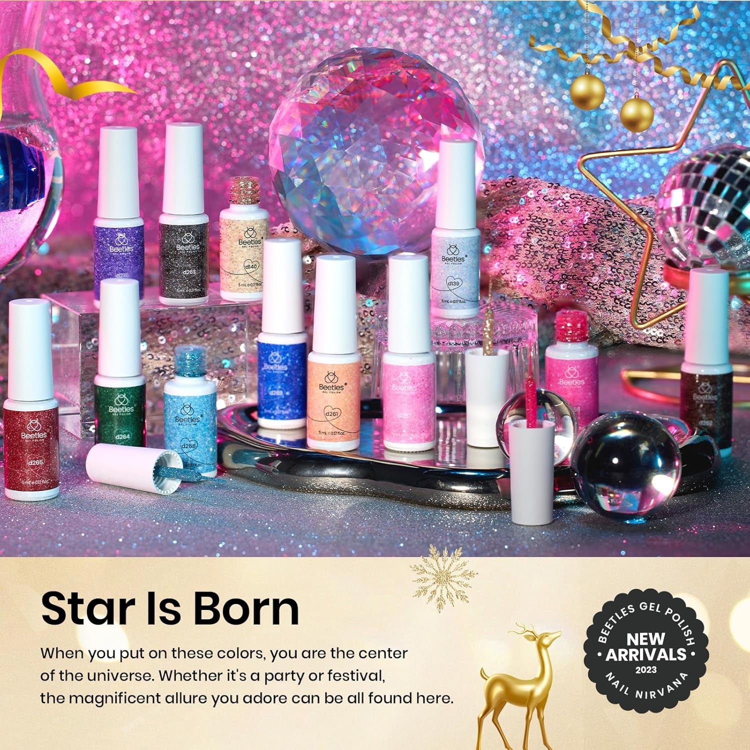 12‑Color Reflective Gel Liner Nail Polish Set – Diamond Glitter, Fine Brush Art Gel for Lines, French Tips & Designs