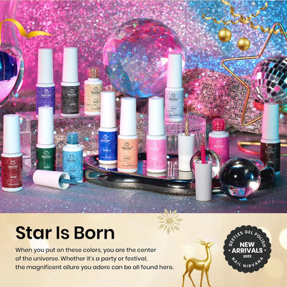 12‑Color Reflective Gel Liner Nail Polish Set – Diamond Glitter, Fine Brush Art Gel for Lines, French Tips & Designs