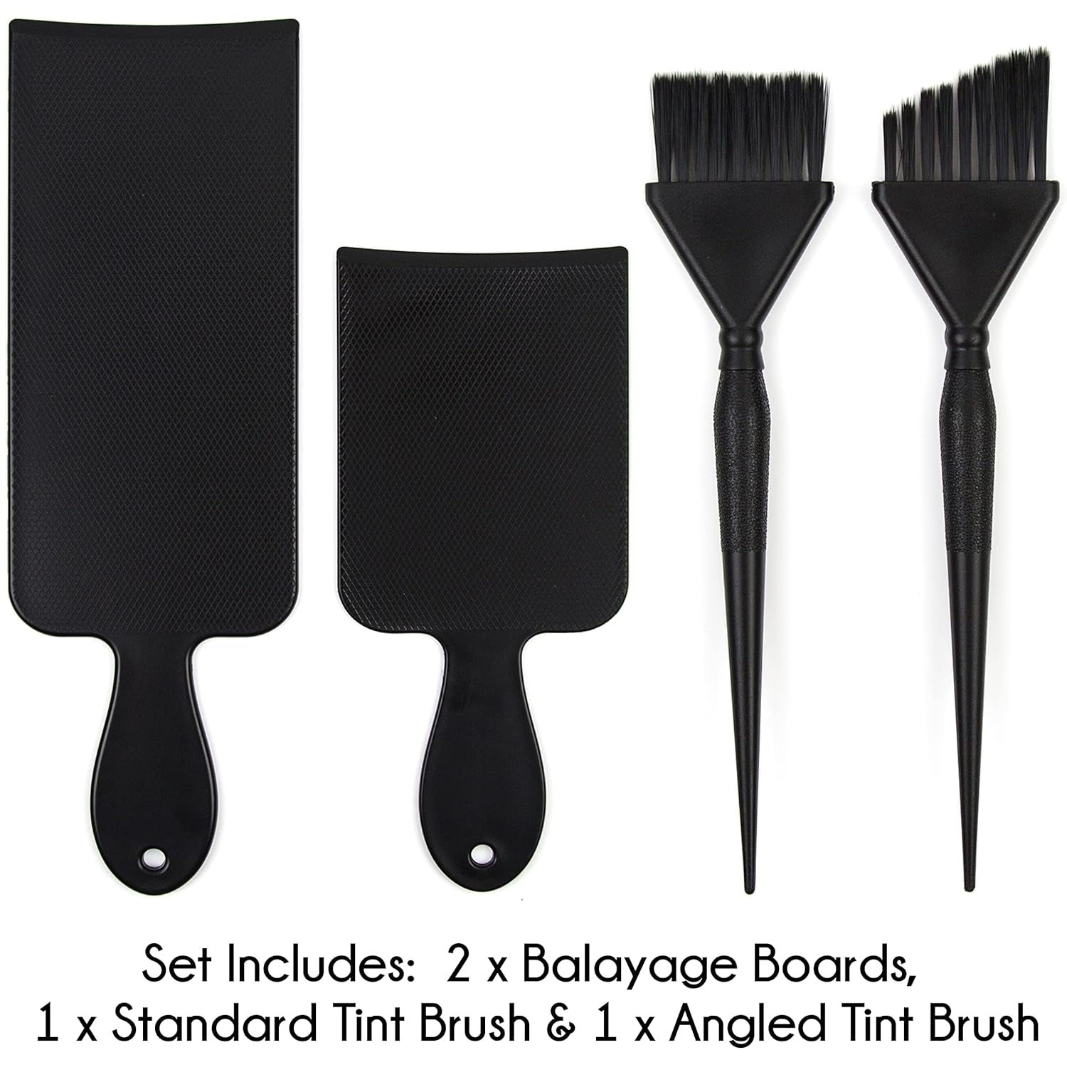 Professional Balayage Board & Brush Set – 4‑Piece Kit with Short & Long Paddles, Straight & Angled Brushes, Feathered Bristles for Precision Hair Painting, Highlights & Ombre