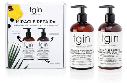 tgin Miracle RepaiRx Strengthening Shampoo & Conditioner – Black Castor Oil + Biotin Repair Duo for Damaged, Brittle Hair