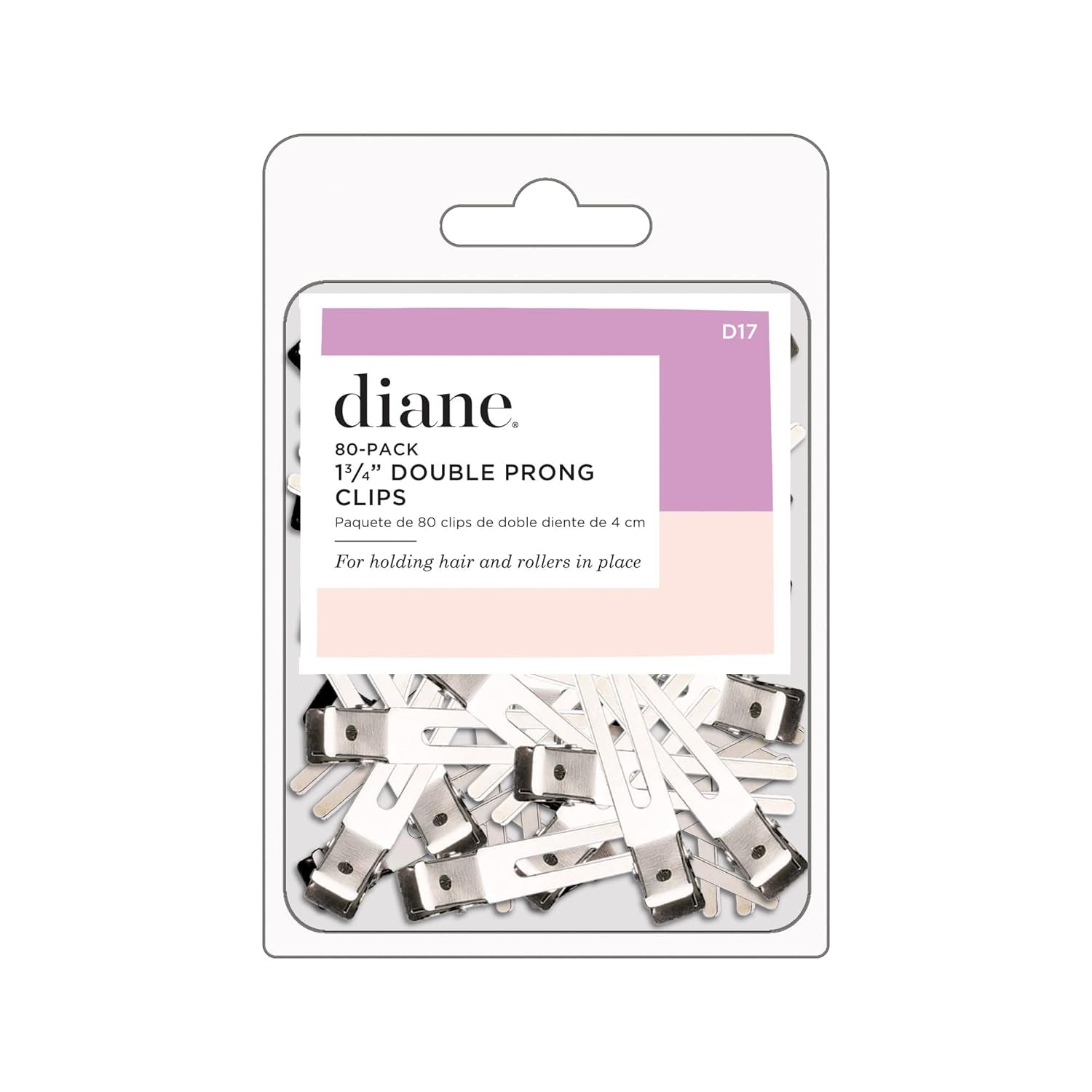 Double Prong Hair Clips – 1.75" Silver Metal Styling Clips for Holding Rollers & Sectioning Hair, Professional Salon Hair Clips for Women & Girls (80‑Count)