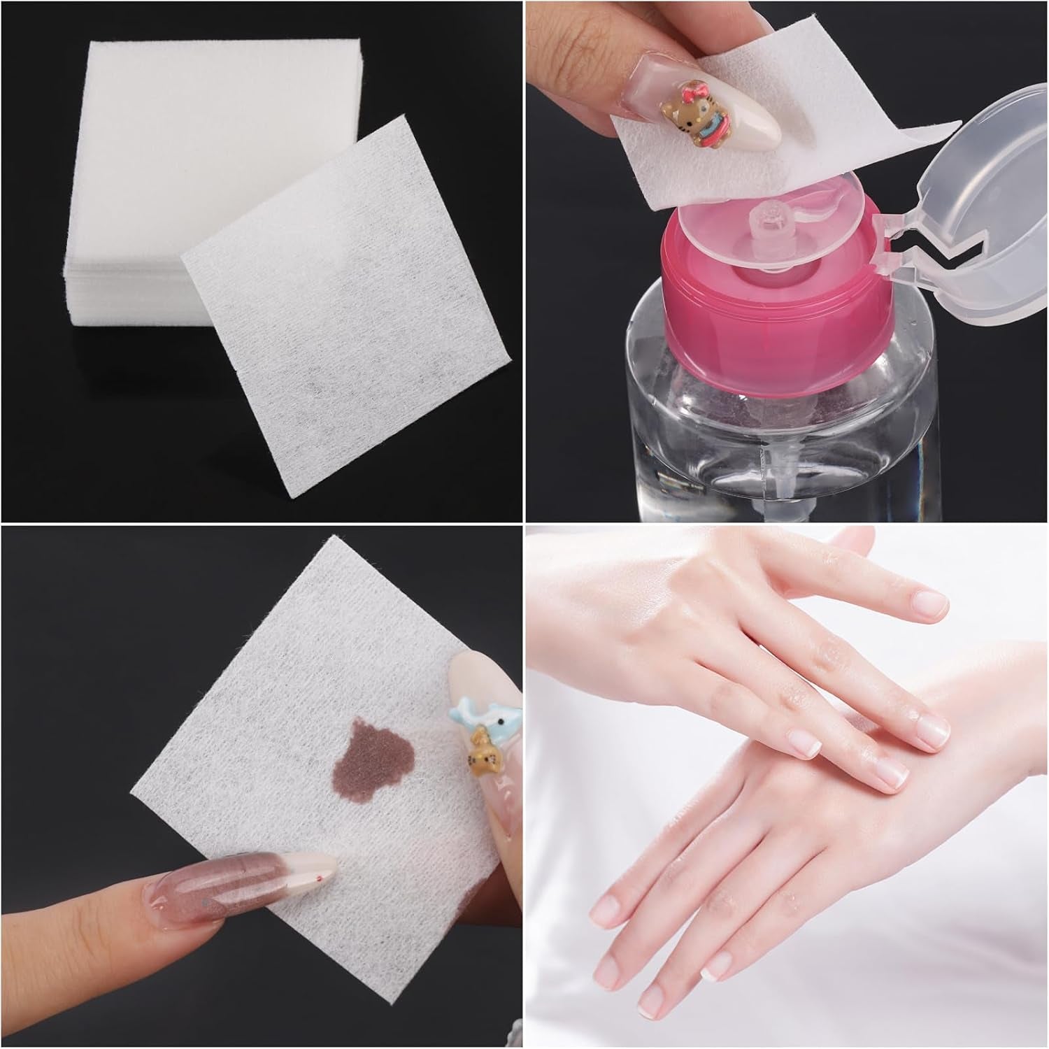 BTYMS Lint‑Free Nail Wipes – 650‑Count Acetone‑Resistant Cotton Pads for Gel Polish Removal, Nail Prep & Professional Manicures