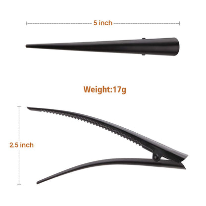 Large 5-Inch Alligator Hair Clips – Rust‑Proof Non‑Slip Metal Duckbill Sectioning Clips for Salon Styling, Thick & Thin Hair (6‑Pack, Black)