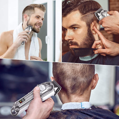 Professional Men’s Hair Clippers – Corded/Cordless Rechargeable Hair Trimmer Kit with LED Display