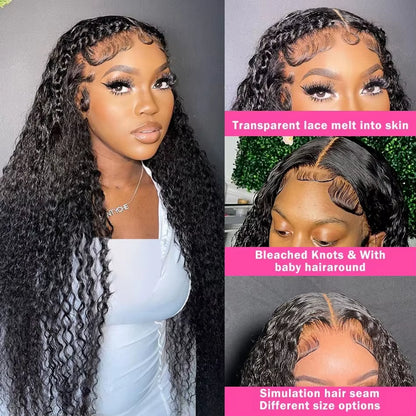 Deep Wave HD Lace Front Wig – 13x4 & 13x6 Water Wave Curly Human Hair Wig, 30‑Inch Lace Front, 100% Human Hair, Clearance Sale