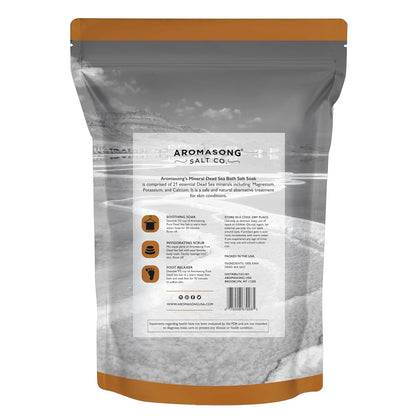Aromasong 100% Pure Dead Sea Bath Salt – Unrefined Mineral Salt with Natural Dead Sea Mud, Deep Skin Detox, Muscle Relief & Exfoliation, Resealable Bag (Unscented / Aloe Vera / Lavender)