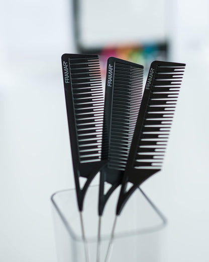 Dreamweaver Highlight Comb Set – Professional Foiling & Parting Combs for Hair Highlighting, Precision Highlighting Combs with Parting Tip (3‑Pack, Black)