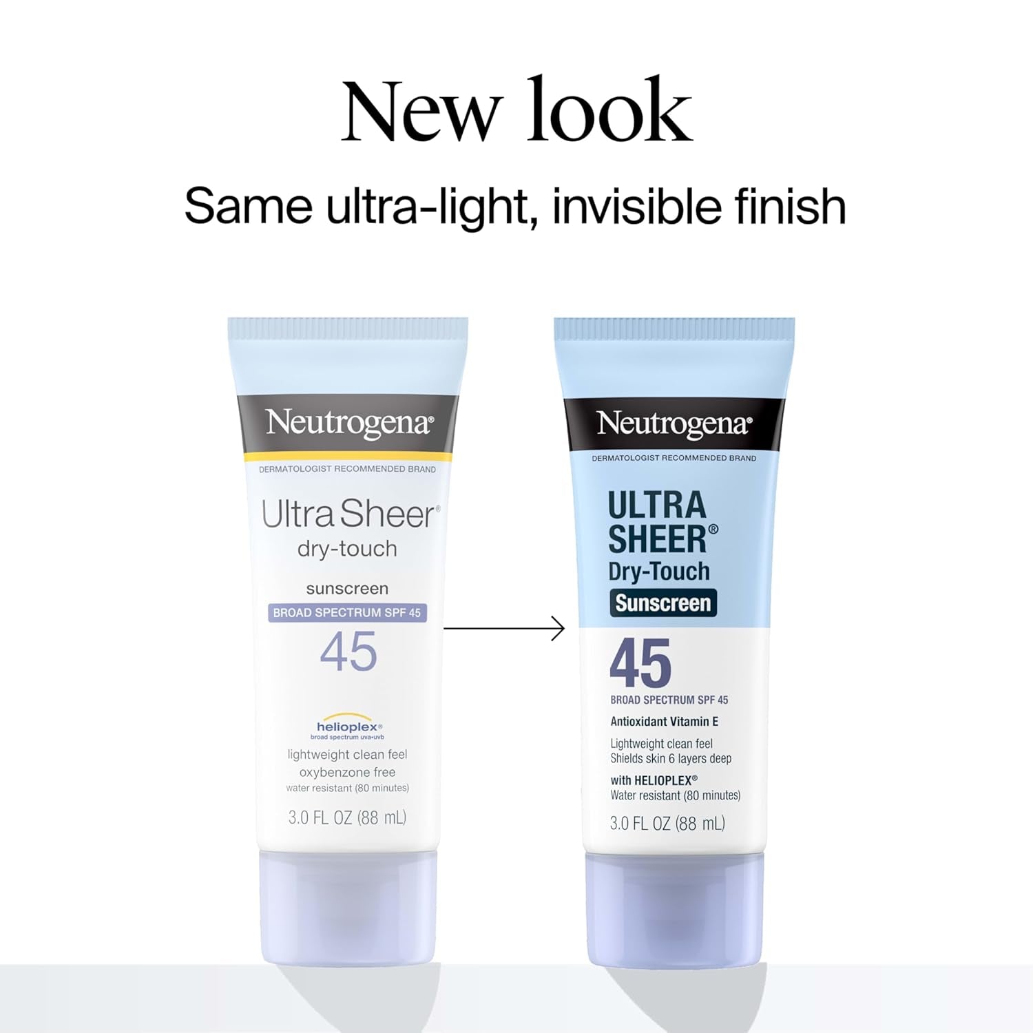 Ultra Sheer Dry‑Touch Sunscreen SPF 45 – Lightweight, Non‑Greasy Broad‑Spectrum UVA/UVB Protection, Water‑Resistant Travel Size Sunblock for Face & Body, 2‑Pack (3oz Each)