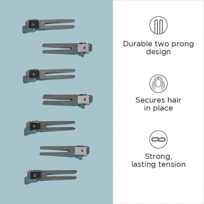 Double Prong Hair Clips – 1.75" Silver Metal Styling Clips for Holding Rollers & Sectioning Hair, Professional Salon Hair Clips for Women & Girls (80‑Count)