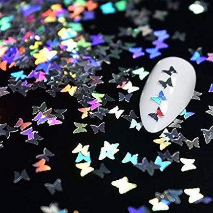 12‑Color Butterfly Nail Sequins Set – Holographic 3D Glitter for Nails, Makeup & DIY Crafts