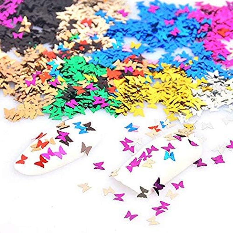 12‑Color Butterfly Nail Sequins Set – Holographic 3D Glitter for Nails, Makeup & DIY Crafts