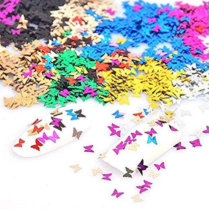 12‑Color Butterfly Nail Sequins Set – Holographic 3D Glitter for Nails, Makeup & DIY Crafts
