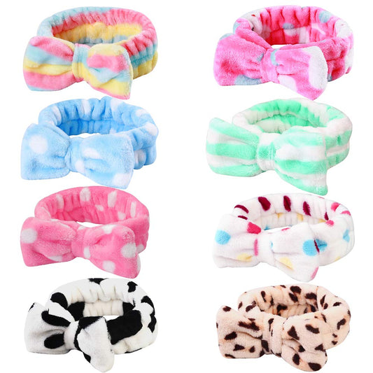 8‑Pack Bow Spa Headbands for Teen Girls – Soft Skincare Face‑Washing Headbands, Birthday Gifts & Spa Party Favors, Cute Bulk Gifts for Teens