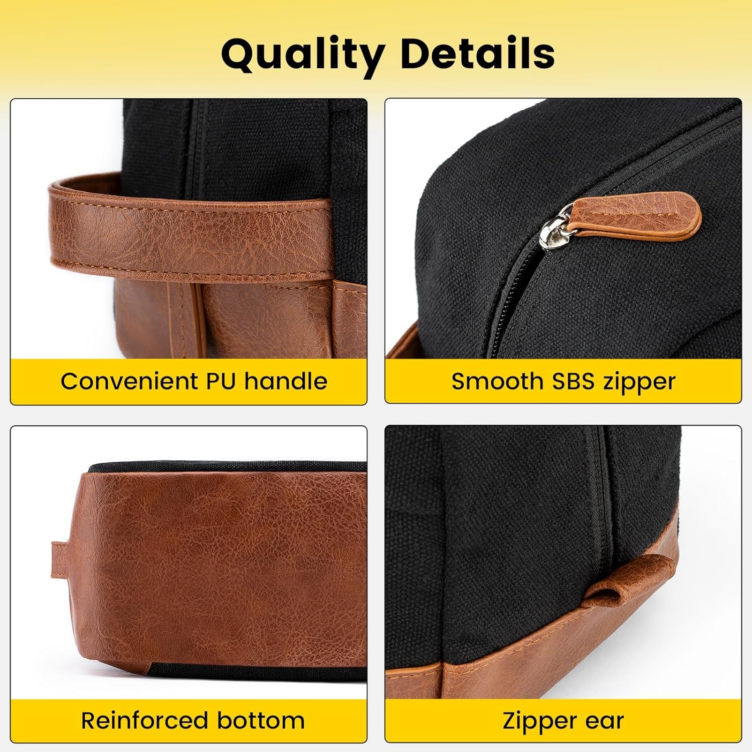 Hanging Travel Toiletry Bag for Men – Water‑Resistant Canvas Shaving Bag with Large Capacity & Multiple Compartments (Black)