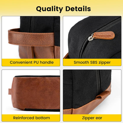 Hanging Travel Toiletry Bag for Men – Water‑Resistant Canvas Shaving Bag with Large Capacity & Multiple Compartments (Black)
