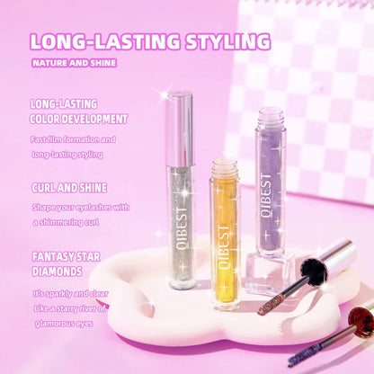 Qibest Glitter Mascara – Diamond Shine, Long‑Lasting Curl, Smudge‑Free, Easy Removal, 3 Sparkling Colors (Model Q2397)